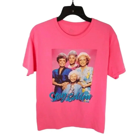 {ABC Studios} Womens Neon Pink "The Golden Girls" Print Tee Size Medium - Picture 1 of 11